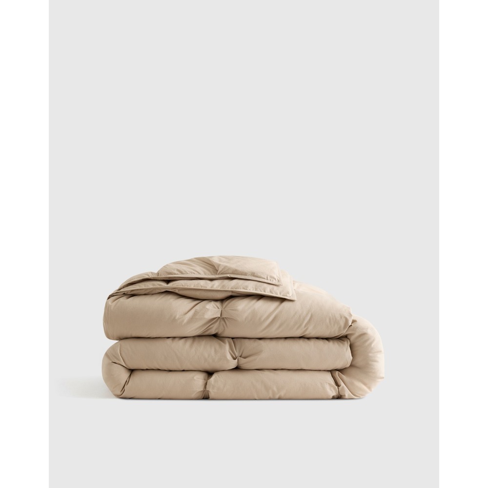 Quince Cotton Pintuck Comforter King/Cal King Toffee Tan Brown Bedding NEW